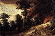 BROUWER, Adriaen Twilight Landscape oil on canvas